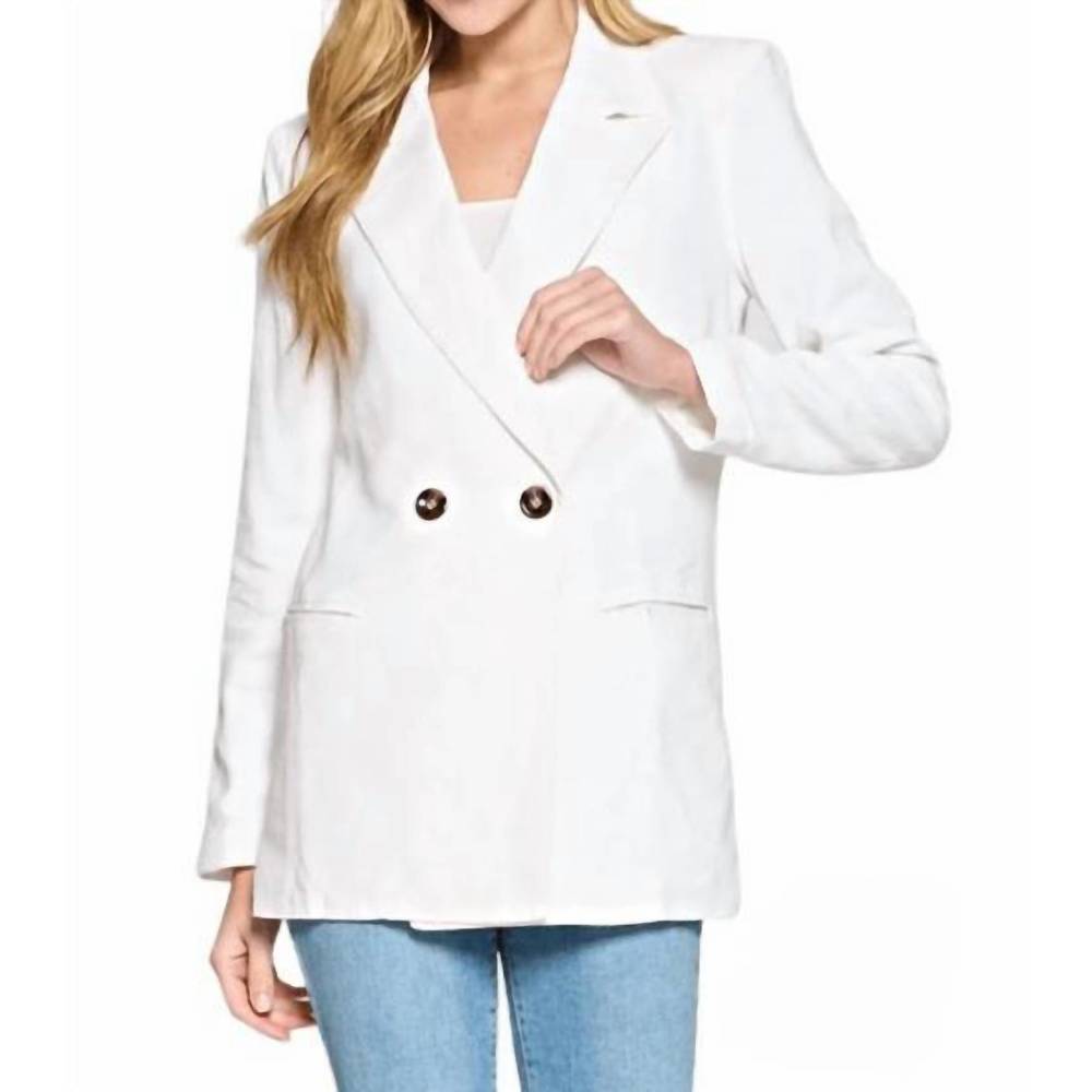 NEW FORE COLLECTION nicole linen blazer in white